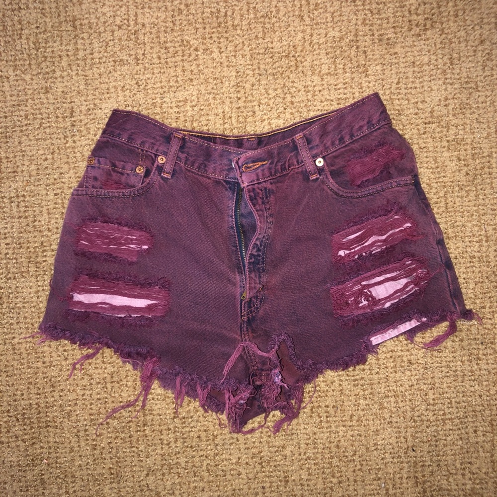 Red levi high waisted shorts